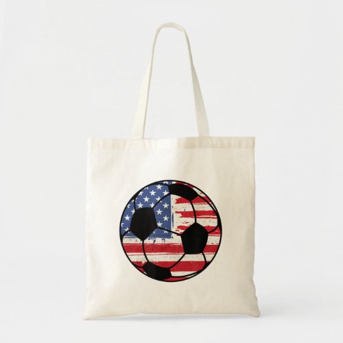Soccer American Flag United States Ballpng Tote Bag