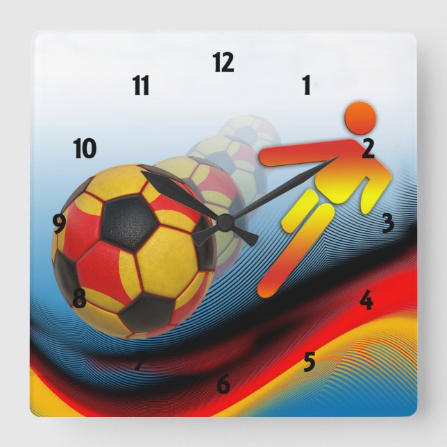 Soccer and Football Dynamics Square Wall Clock (Front)