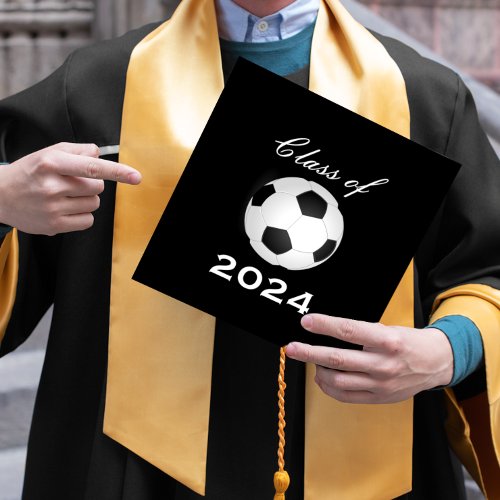 Soccer Any Custom Color Class of Year Graduation Cap Topper