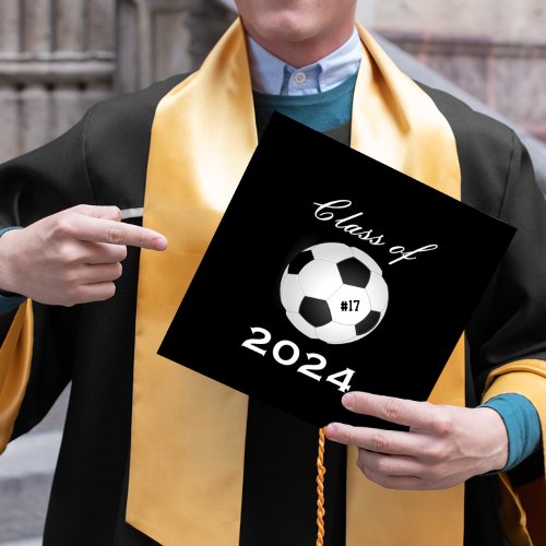Soccer Any Custom Color Class of Year Graduation Cap Topper