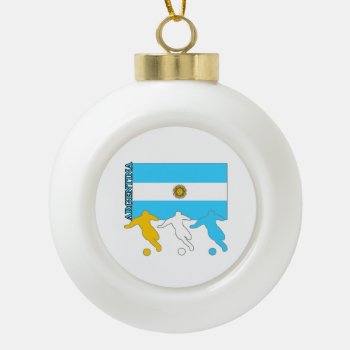 Soccer Argentina Ceramic Ball Christmas Ornament by nitsupak at Zazzle