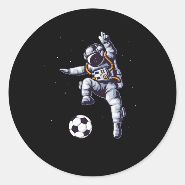 Soccer Astronaut In Space Player Fan Classic Round Sticker (Front)