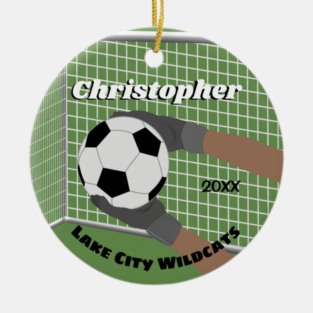 Soccer Athlete Ceramic Ornament (Front)