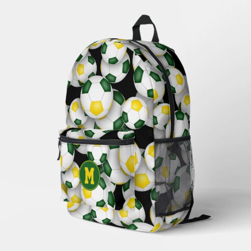 green gold sports team colors girls boys soccer backpack
