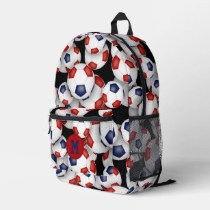 soccer athlete red blue team colors  printed backpack