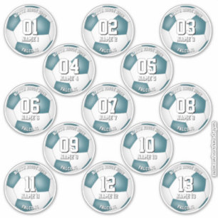 soccer athletes team colors set of 13 teal white sticker