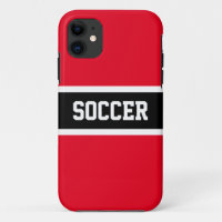 SOCCER Athletic Fun Bright Red Black White Stripes