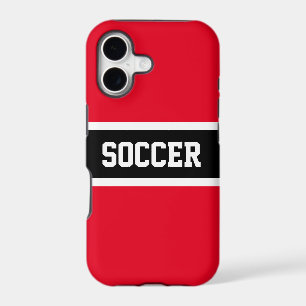 SOCCER Athletic Fun Bright Red Black White Stripes iPhone 17 Case