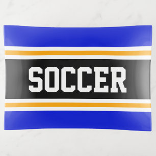 SOCCER Athletic Vivid Blue Orange Black Stripes Trinket Tray