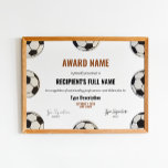 Soccer Award Certificate, Best Player Recognition Poster at Zazzle