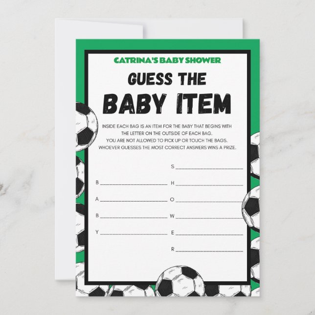 Soccer Baby Shower Game, Football - Editable Name, Invitation (Front)