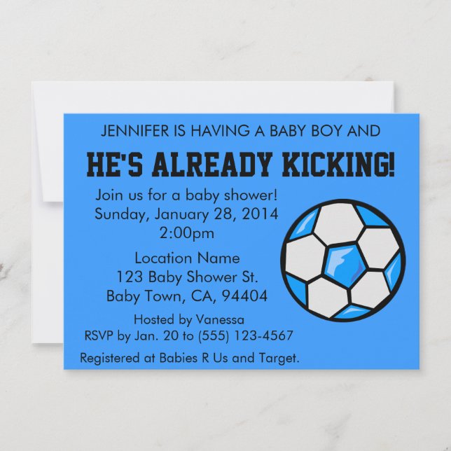 Soccer Baby Shower Invitation, Customizable Invitation (Front)