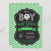 Soccer Baby Shower Invitation Green Chevron (Front/Back)