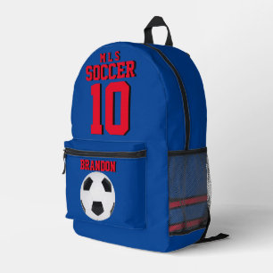 Soccer backpacks blue red personalized football go