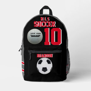 soccer backpacks grey black personalized football