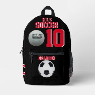 soccer backpacks red black personalized football