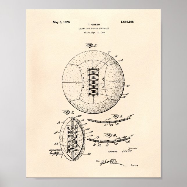 Soccer Ball 1928 Patent Art - Old Peper Poster (Front)
