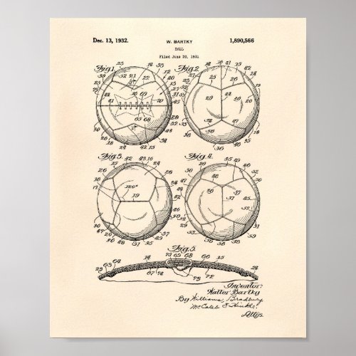 Soccer Ball 1932 Patent Art _ Old Peper Poster