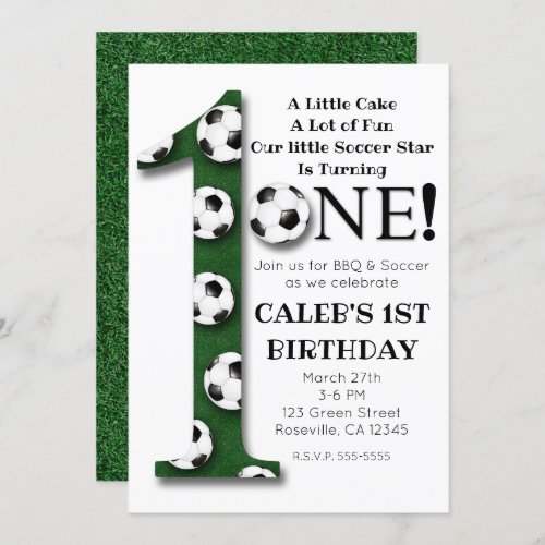 Soccer Ball 1 ONE 1st Birthday Party Invitation