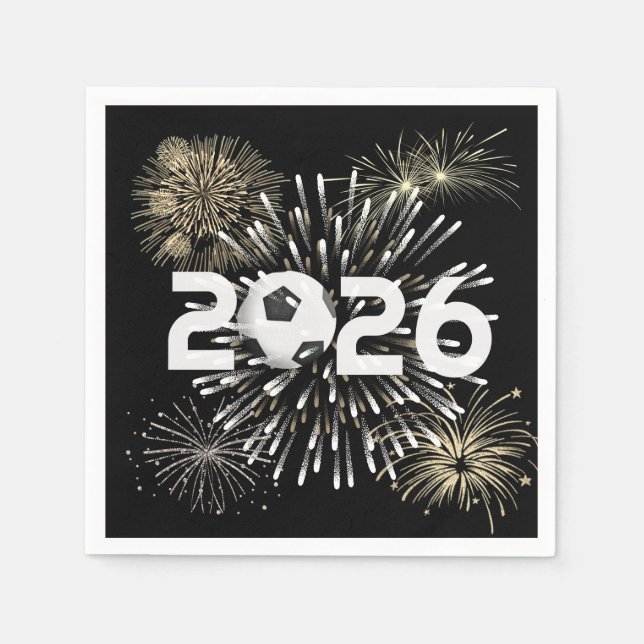 Soccer Ball  2026 New Year's Eve Party Napkins (Front)