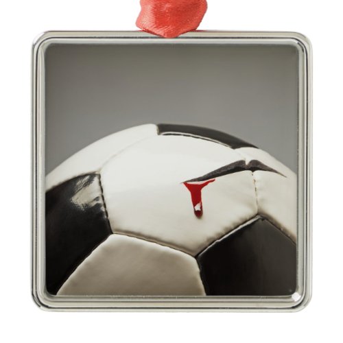 Soccer ball 3 metal ornament