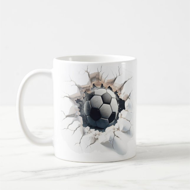Soccer ball 3D cracked Coffee Mug  (Left)