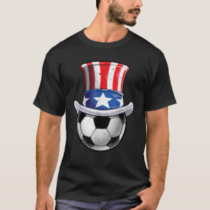 Soccer Ball 4th Of July Uncle Sam Men Women Americ T-Shirt