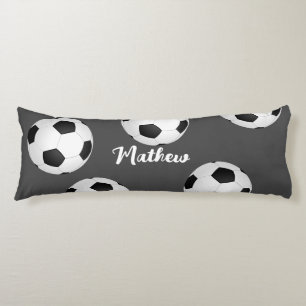 soccer ball add any name or text gray and white body pillow