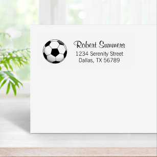 Soccer Ball Address Rubber Stamp