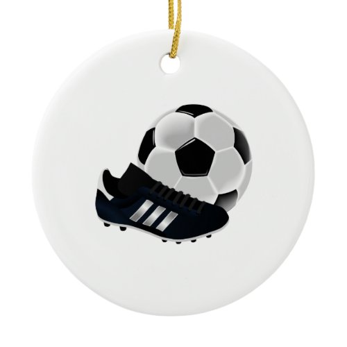 Soccer Ball and Cleat Ceramic Ornament