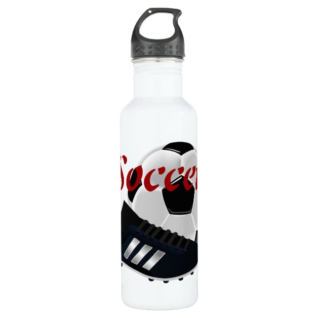 Soccer Ball and Cleat Sports Water Bottle (Front)
