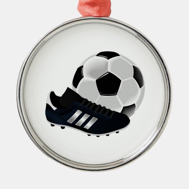 Soccer Ball and Cleats Metal Ornament (Front)