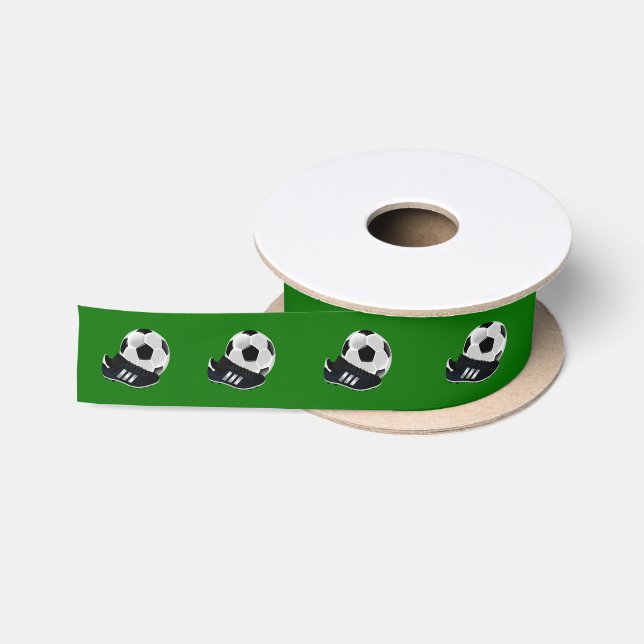 Soccer Ball and Cleats Sports Satin Ribbon (Spool)