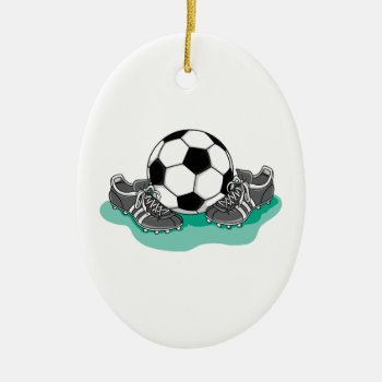 Soccer Ball And Cleats Vector Design Ceramic Ornament by sports_shop at Zazzle