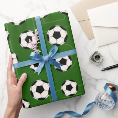 Soccer ball and Field party wrapping paper