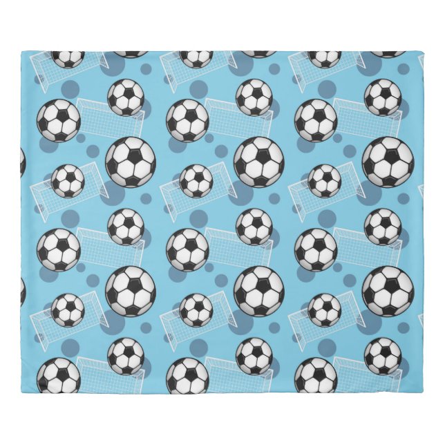 Soccer Ball and Goal Blue Pattern Duvet Cover (Front)