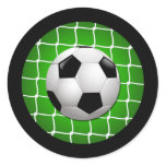 SOCCER BALL AND GOAL NET CLASSIC ROUND STICKER