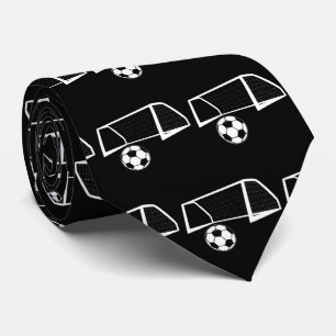 Soccer Ball and Goal Net On Black Necktie