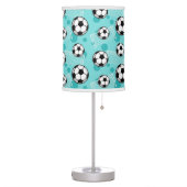 Soccer Ball and Goal Pattern Teal Table Lamp (Left)