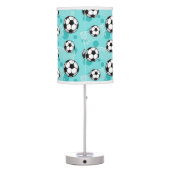 Soccer Ball and Goal Pattern Teal Table Lamp (Back)