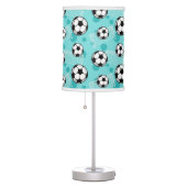 Soccer Ball and Goal Pattern Teal Table Lamp (Right)