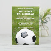 Soccer Ball and Grass Birthday Party Invitations (Standing Front)