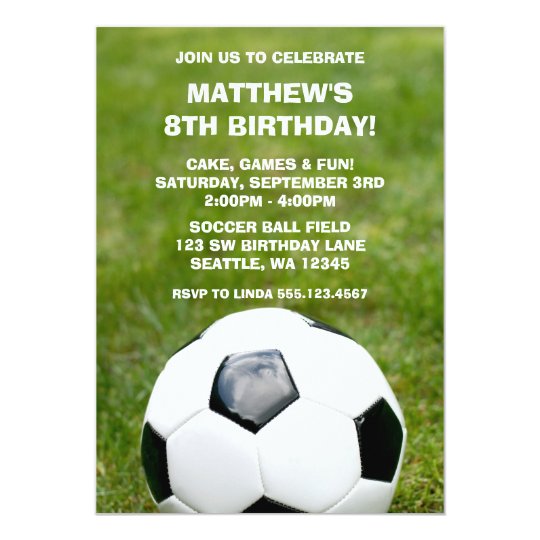 soccer ball and grass birthday party invitations zazzle com soccer ball invitations