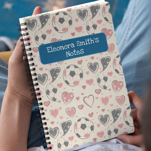 Soccer Ball And Love Hearts Kids Back To School Notebook (Creator Uploaded)