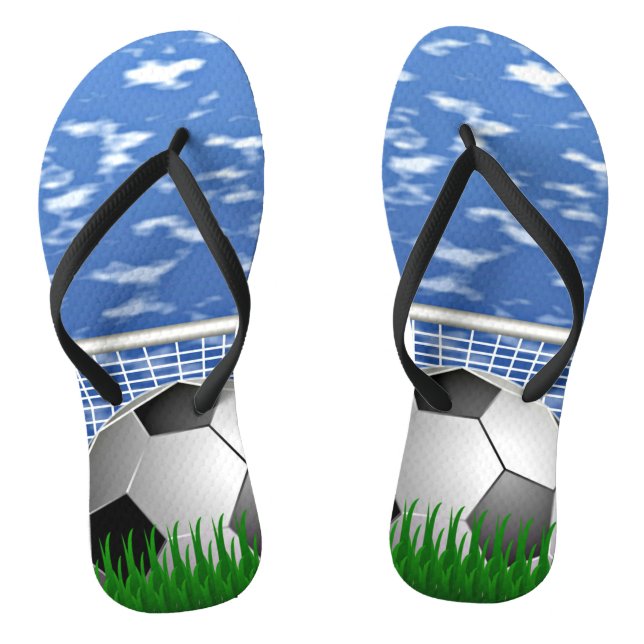 Soccer, ball and net flip flops (Footbed)