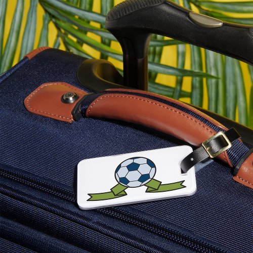 Soccer Ball And Ribbon Luggage Tags