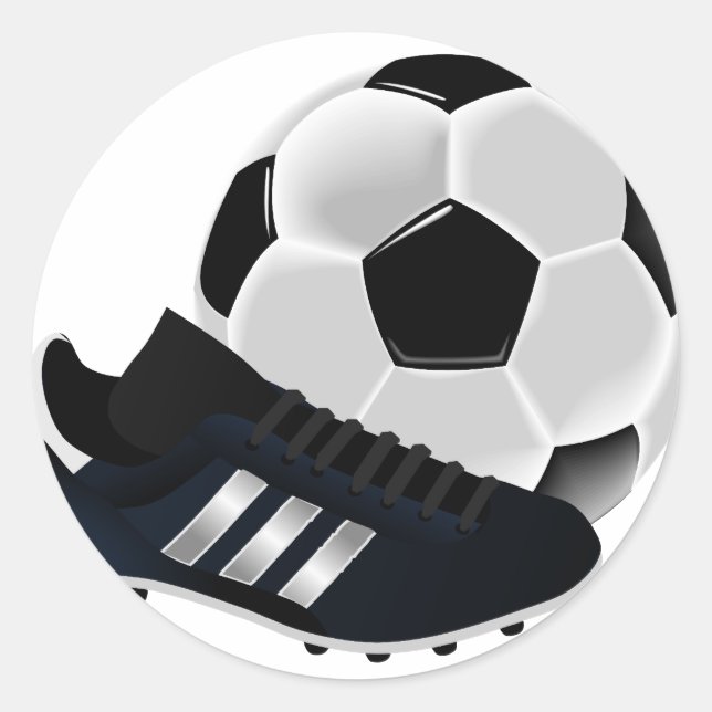 Soccer Ball and Shoe Classic Round Sticker (Front)