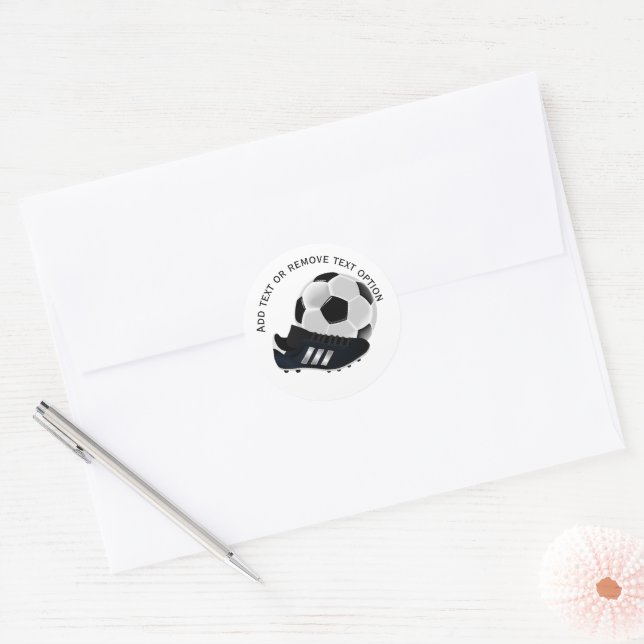 Soccer Ball and Shoe Classic Round Sticker (Envelope)