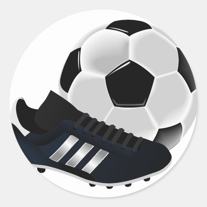 Soccer Ball and Shoe Round Sticker