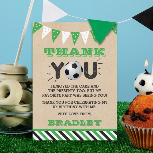 Soccer Ball Any Age Birthday Thank You Card